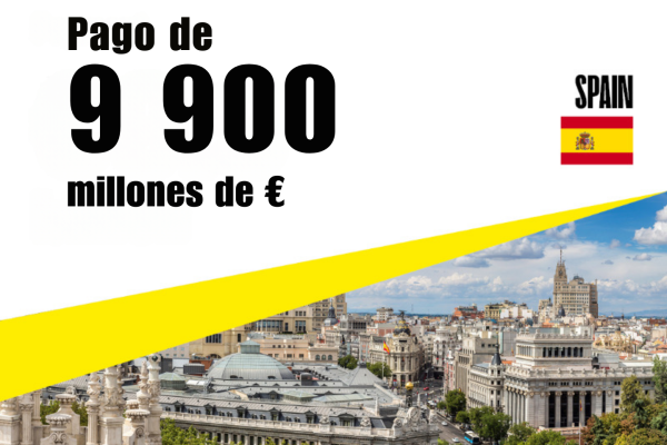 Imagen anunciando el pago de 9900 millones de € a España del Mecanismo de Recuperación y Resiliencia